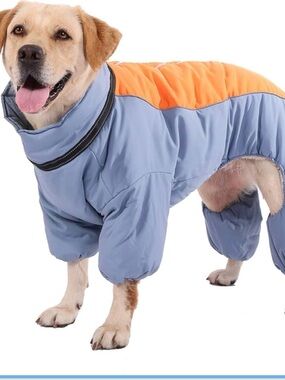 Four-Legged Thick Snowsuit for Dogs, Zip Up Fleece Lined Dog Jacket, 24